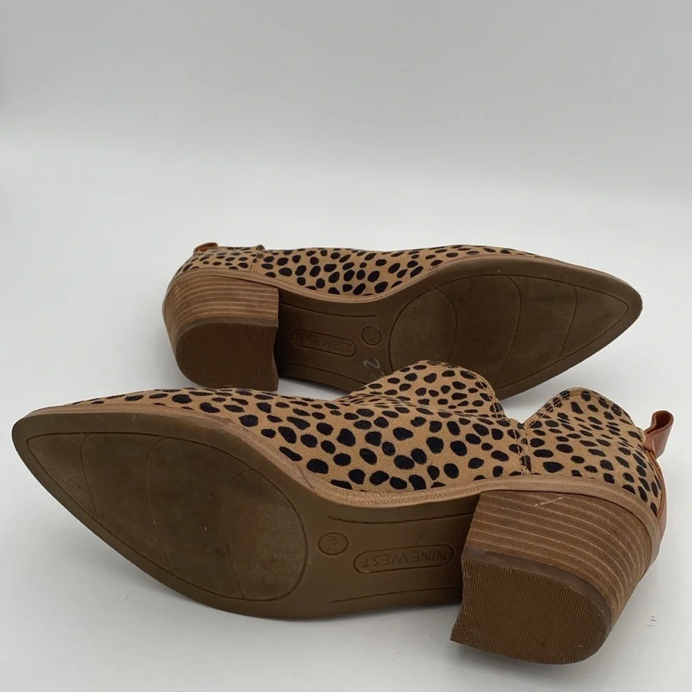 Nine West Tan and Black Ankle Booties women 7.5 Casual festival retro office Y2K